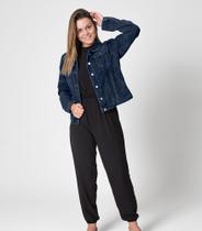 Jaqueta jeans feminina casaco jaquetinha tecido Premium Rovitex