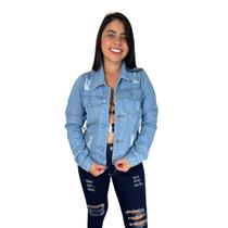 Jaqueta Jeans Feminina Casaco Manga Comprida Escura Lycra Clara Jaquetinha Curta Longa Princesa