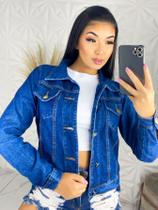 Jaqueta Jeans Feminina Casual com Barra Tradicional Jaqueta Jeans Feminina Casual com Barra Tradicional