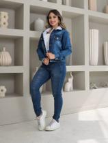 jaqueta Jeans Feminina Com Elastano pelúcia manga longa 0006 jaqueta Jeans Feminina Com Elastano pelúcia manga longa 0006