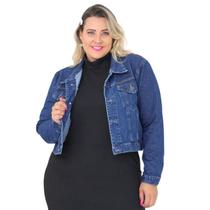 Jaqueta Jeans Feminina Cropped Plus Size Premium - La Rosaflor