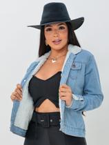 Jaqueta Jeans Feminina Forrada Em Pelúcia Pelinhos