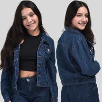 Jaqueta jeans feminina infantil juvenil casaco 10 ao 16 - Rjimports