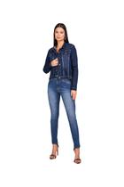 Jaqueta Jeans Feminina Lado Avesso Azul