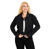Jaqueta Jeans Feminina Max Denim Estonada Preto