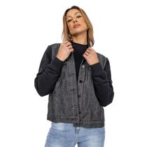 Jaqueta Jeans Feminina Moletom Black