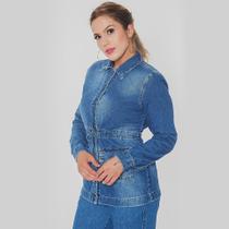 Jaqueta Jeans Feminina Parka Casaco Longo Jaqueta Comprida. Jaqueta Jeans Feminina Parka Casaco Longo Jaqueta Comprida.