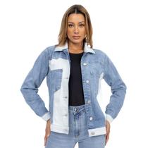 Jaqueta Jeans Feminina Patchwork