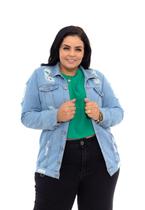 Jaqueta Jeans Feminina Plus Size Casaco Casual Casaco longo