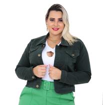 Jaqueta Jeans Feminina Plus Size Cropped Cris - Lavanda Alecrim