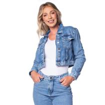 Jaqueta Jeans Feminina Sawary Curta Azul