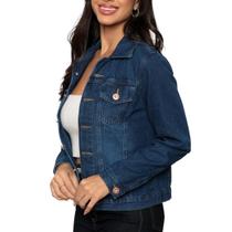 Jaqueta Jeans Feminina Simples 100% Algodão