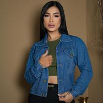 Jaqueta Jeans Feminina Tradicional Clássica Estilo Casual