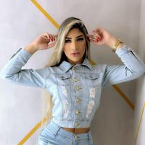 Jaqueta Jeans Feminino Clara Destroyed Com Caimento Perfeito do P ao GG