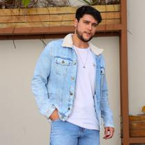 Jaqueta Jeans Gola de Pelugem Masculina Revanche Kaman Jaqueta Jeans Gola de Pelugem Masculina Revanche Kaman