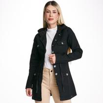 Jaqueta Jeans HNO Influencer Parka Com Capuz Preto
