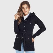 Jaqueta Jeans HNO Jeans Influencer Parka Premium Com Capuz Preto