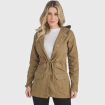 Jaqueta Jeans HNO Jeans Parka Premium Com Capuz Caqui
