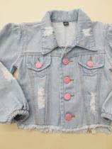 Jaqueta Jeans Infantil com botões rosa