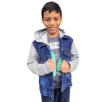 Jaqueta Jeans Infantil Juvenil Com Capuz Menino 1 Ao 16 anos