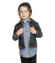 Jaqueta Jeans Infantil Masculina Rocker Trick Nick Preto