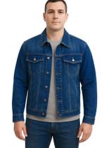Jaqueta Jeans Masculina Azul Premium Fit Alto Padrão