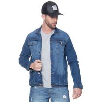 Jaqueta Jeans Masculina Básica Clássica Com Bolso Interno