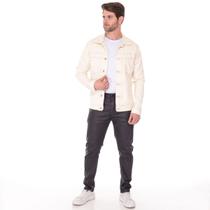 Jaqueta jeans masculina cores clássicas Casaco Sarja Casual
