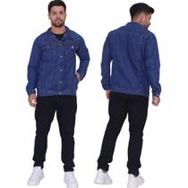 Jaqueta Jeans Masculina Corte Reto Clássica Lavagem Escura 100 Algodão Jaqueta Jeans Masculina Corte Reto Clássica Lavagem Escura 100 Algodão