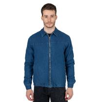 Jaqueta Jeans Masculina Nicoboco - Lavagem Escura, Forrada de Flanela Xadrez, Zíper - 100% Algodão - Alta Qualidade