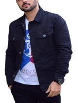 Jaqueta Jeans Masculina Preto Premium Fit Alto Padrão - Cor Preto
