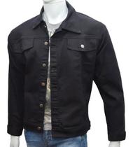 Jaqueta Jeans Masculina Preto Premium Fit Alto Padrão - Cor Preto Jaqueta Jeans Masculina Preto Premium Fit Alto Padrão - Cor Preto