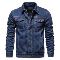 Jaqueta Jeans Masculina Slim Fit Outono 2025 Vintage Casual Motociclista Preta Azul Algodão Jaqueta Jeans Masculina Slim Fit Outono 2025 Vintage Casual Motociclista Preta Azul Algodão