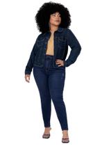 Jaqueta jeans plus size com elastano lunender 67993