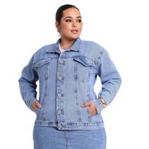 Jaqueta Jeans Plus Size Feminina, 100% Algodão, do numero 44 ao 54.