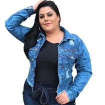 Jaqueta Jeans Plus Size Feminino Destroyed G1 Ao G4 Ate 60