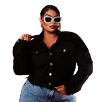 Jaqueta Jeans Plus Size Preta - Com Lycra - Super Lançamento