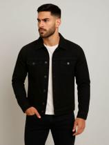Jaqueta Jeans Preta Masculina Casual Moderna, Versátil e Estilosa