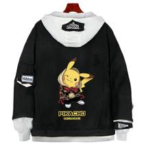 Jaqueta jeans SANMU Pikachu Pattern Hip Hop Style Jaqueta jeans SANMU Pikachu Pattern Hip Hop Style