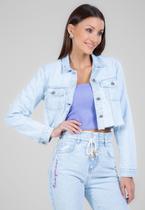 Jaqueta jeans traymon cropped delavê