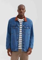 Jaqueta Jeans Trucker Masculina Com Veludo Azul