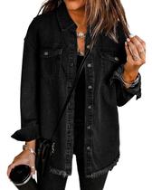 Jaqueta Jeans Vetinee Oversized Boyfriend - True Black - Tamanho XXL