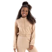 Jaqueta Juvenil Feminino Suedine Duplado Brilho Bege - Lunender