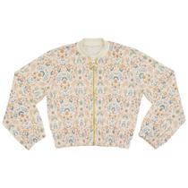 Jaqueta Juvenil Look Jeans Bomber Floral Creme