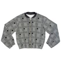 Jaqueta Juvenil Look Jeans Bomber Tweed Preto Jaqueta Juvenil Look Jeans Bomber Tweed Preto