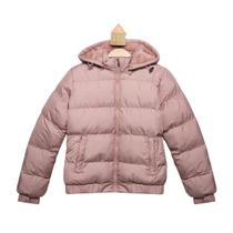 Jaqueta Juvenil Puffer Com Capuz Removível Peluciado e Bolsos