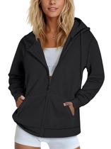 Jaqueta leve de algodão com capuz SMENG preta com zíper