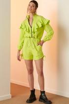 Jaqueta manga longa com babado em molecotton linzzi