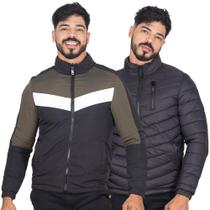 Jaqueta Masculina Bobojaco Dupla Face Gola Alta Com Bolsos