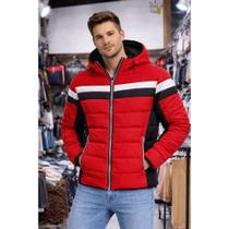 Jaqueta Masculina Bobojaco Listras Peluciada Com Capuz Inverno Térmica Forrada Blusa De Frio Grossa Jaqueta Masculina Bobojaco Listras Peluciada Com Capuz Inverno Térmica Forrada Blusa De Frio Grossa